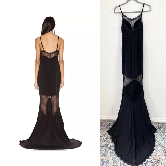 Stone Cold Fox Edwin Black Silk Slip Gown Size XS/S  Maxi Dress Elegant Silk - Picture 2 of 16